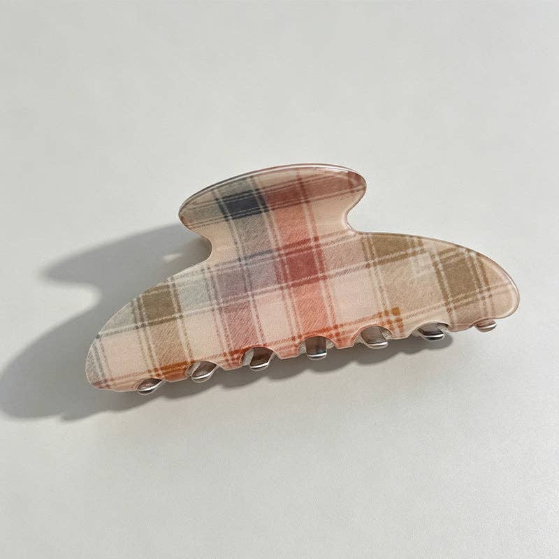 Checkered Acrylic Medium Hair Claw Clip
