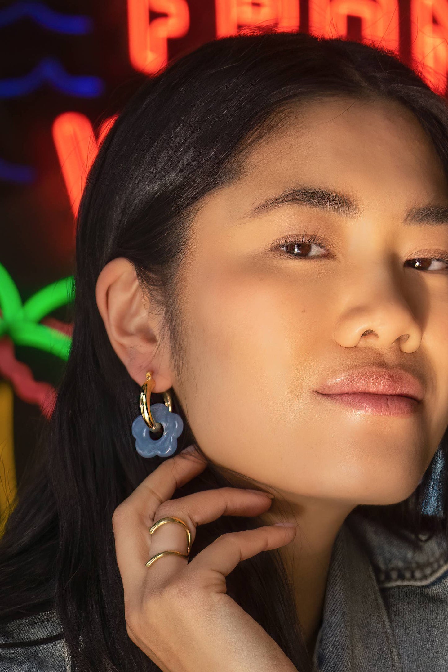 Dazy Nights in Sky Earrings - 18K Gold Plated Hoop