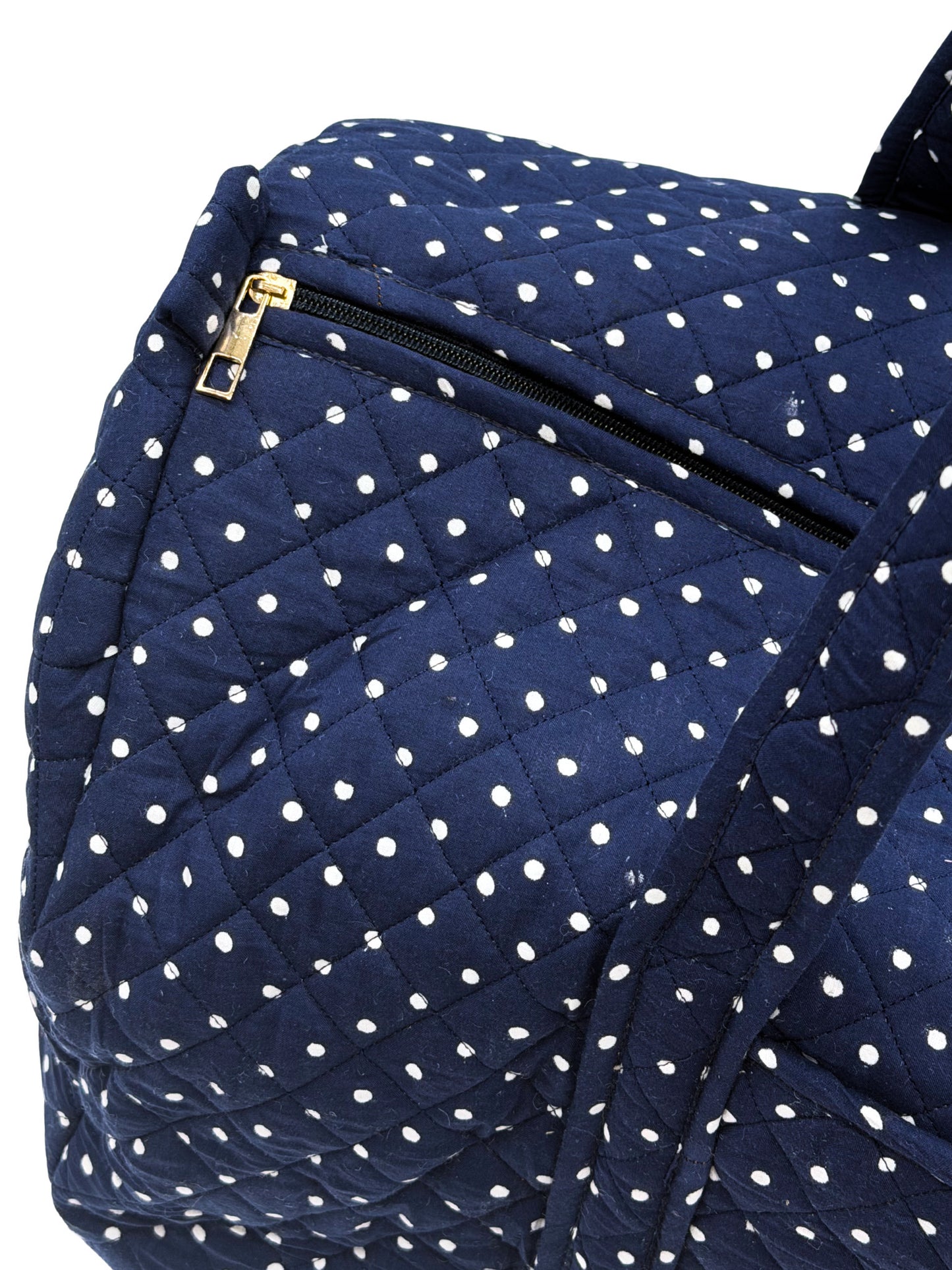 Navy Polka Dot Duffel Bag