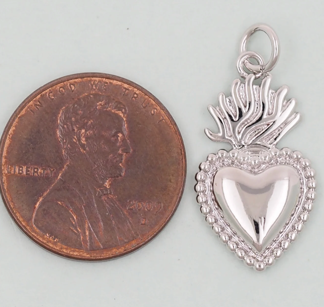 Silver Sacred heart charm