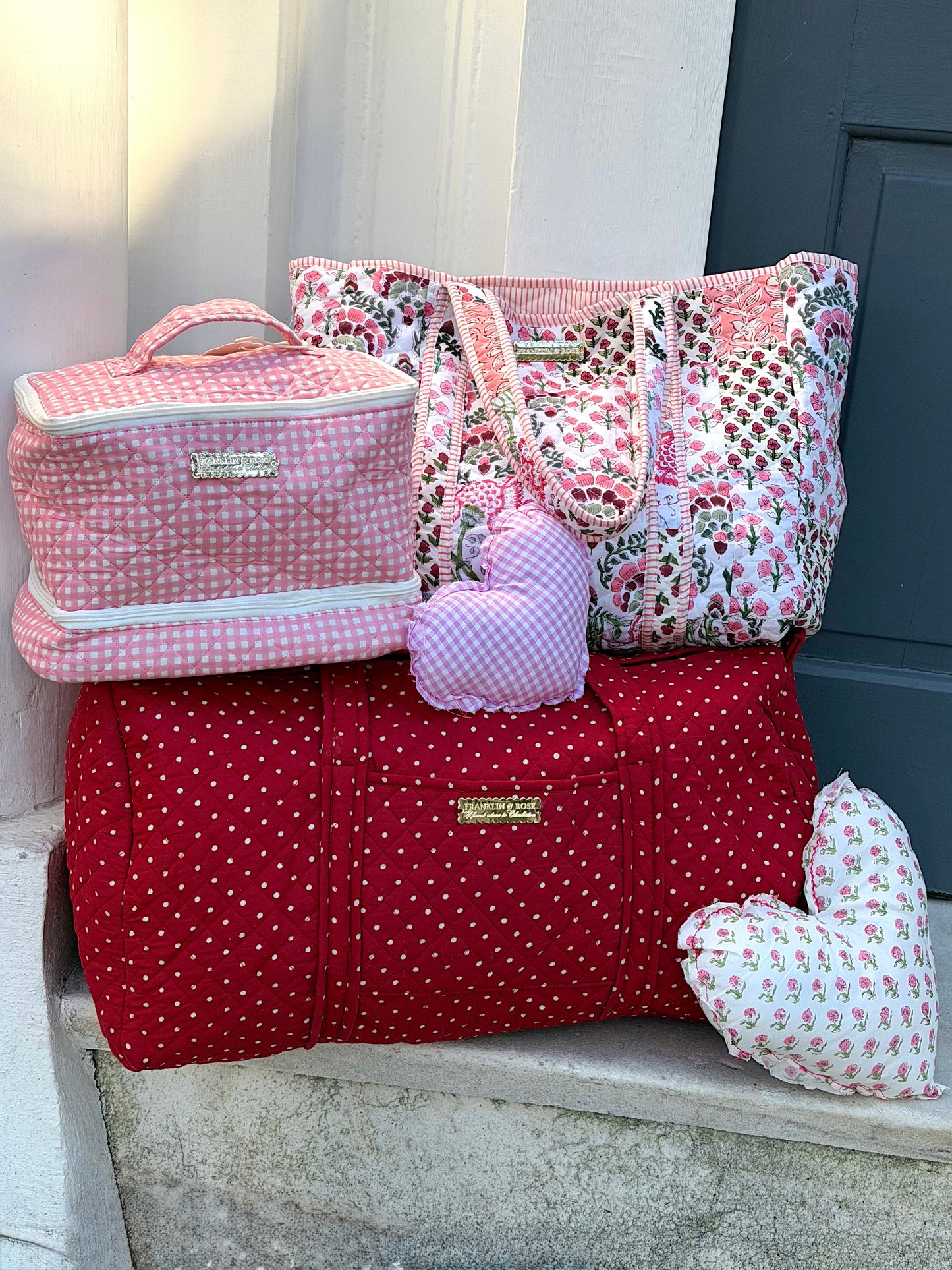 Daisy Pink Gingham Vanity Bag