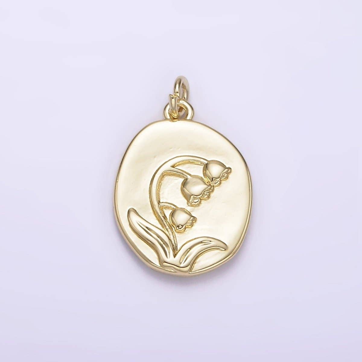 Lilly of The Valley Flower Oval Charm