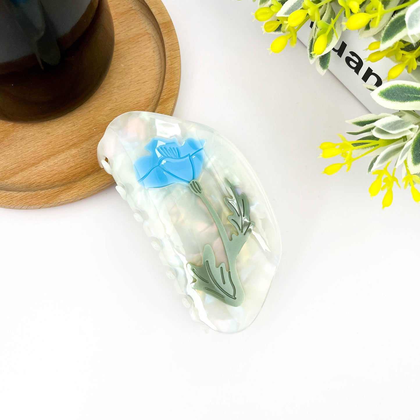 Blue Daffodil Hair Claw Clip