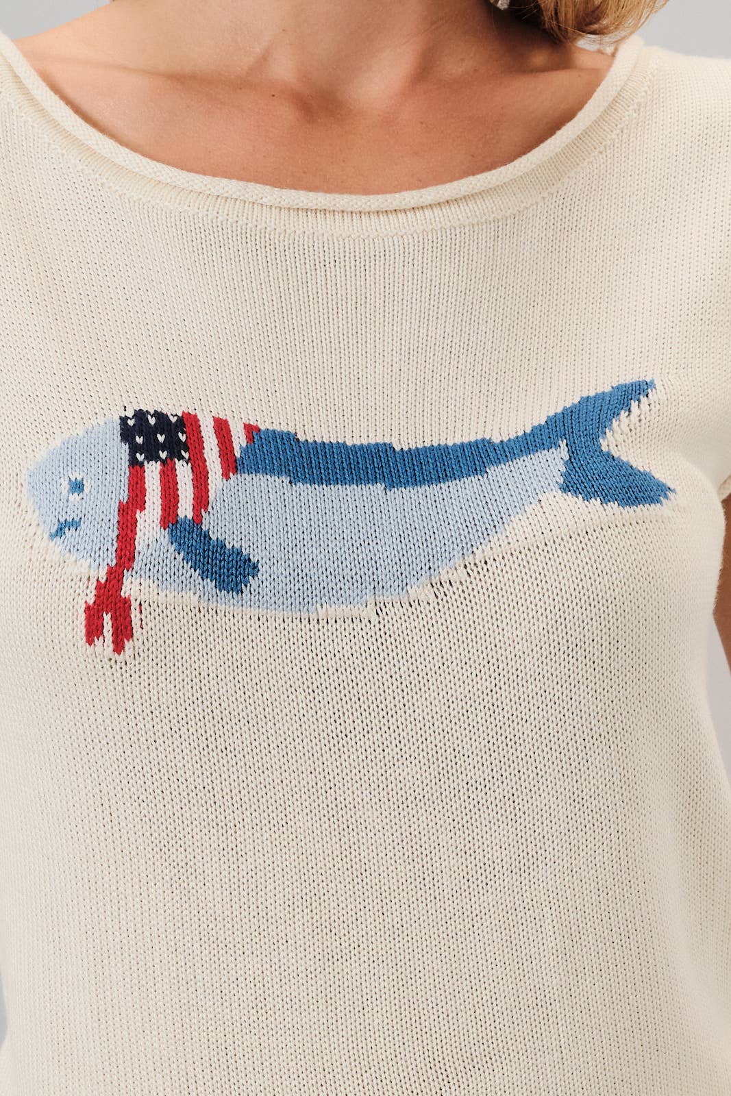 Boat Neck USA Fish Sweater