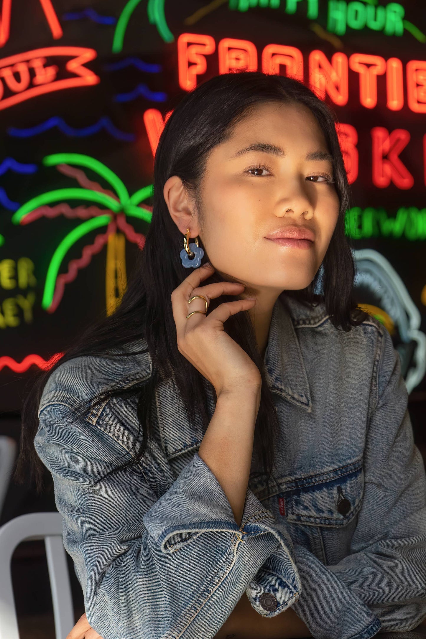 Dazy Nights in Sky Earrings - 18K Gold Plated Hoop