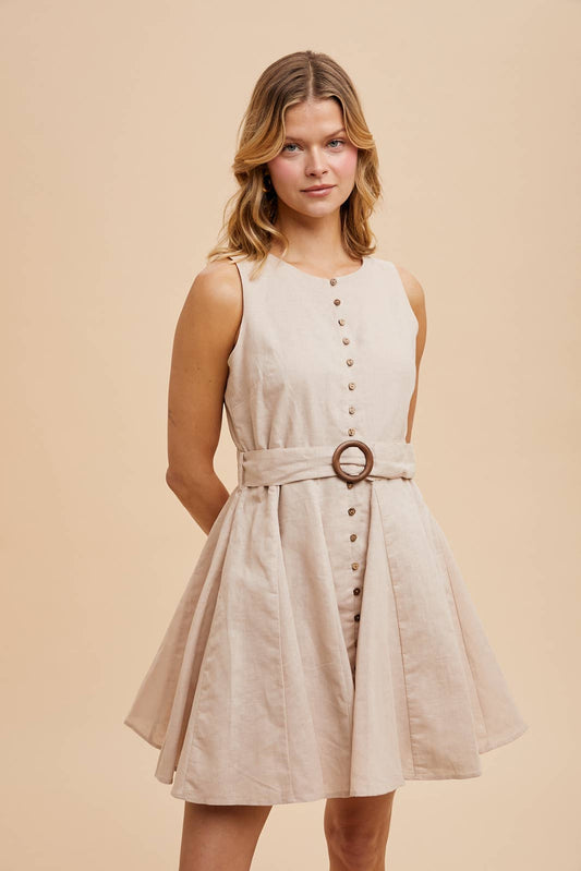 Belted Linen Dress