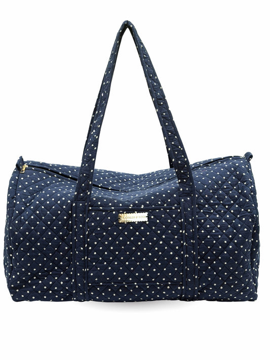 Navy Polka Dot Duffel Bag