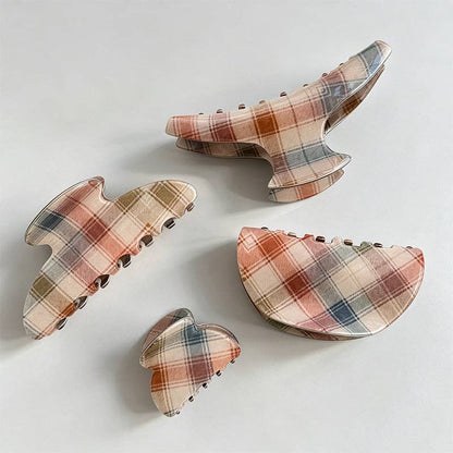 Checkered Acrylic Medium Hair Claw Clip