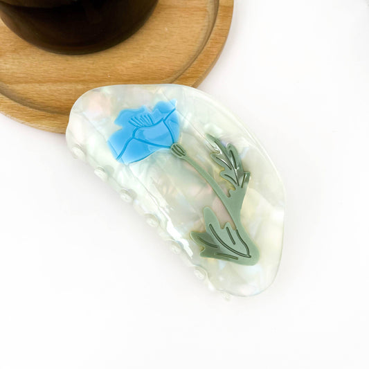Blue Daffodil Hair Claw Clip