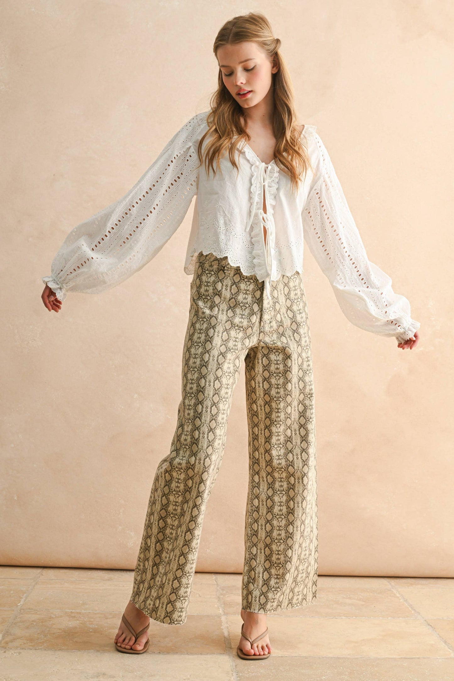 Long Sleeve Tie Blouse