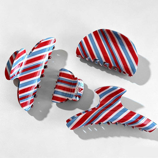 Elegant British Style Striped Hair Claw