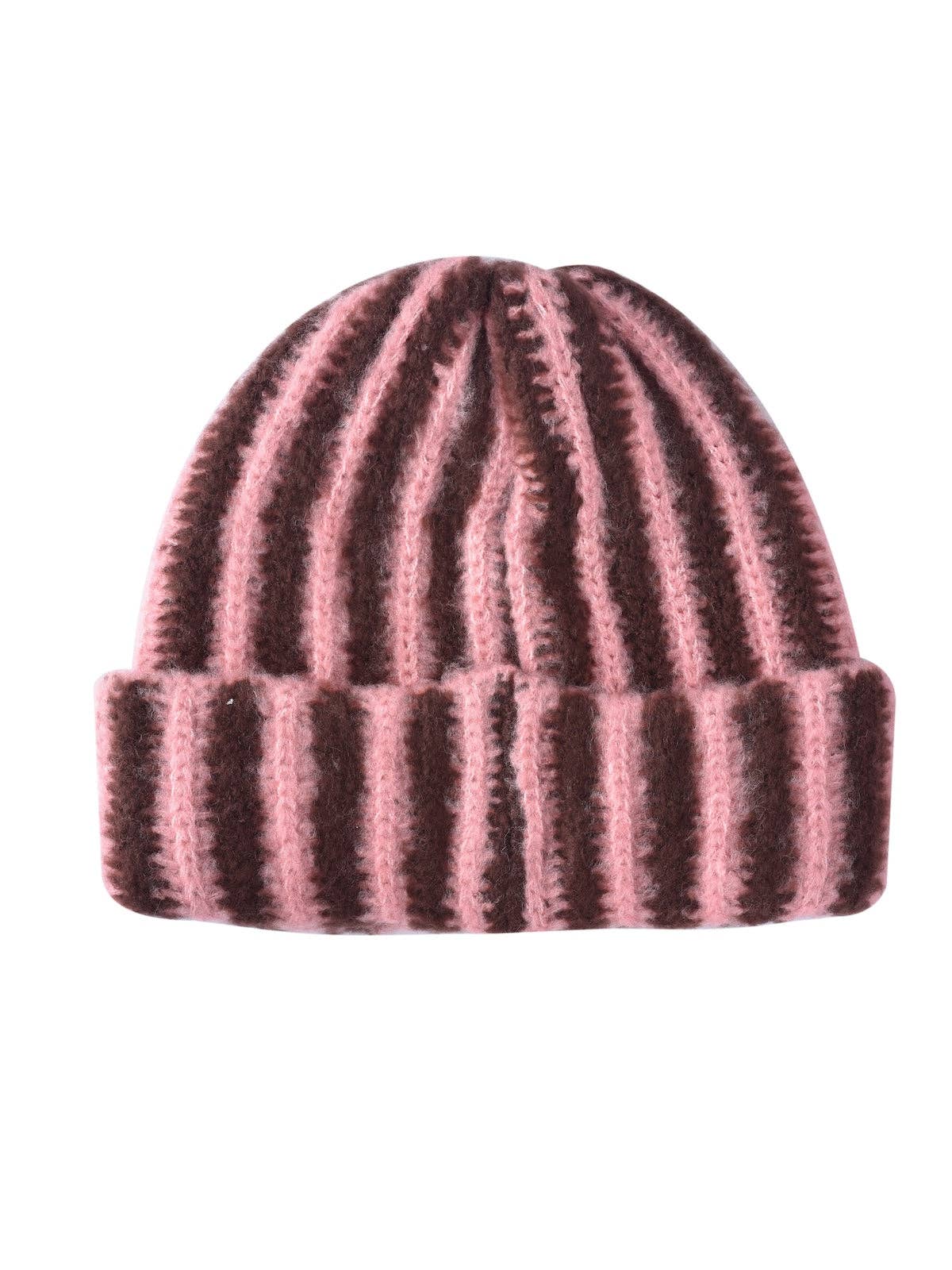 Striped Cuffed Knitted Beanie
