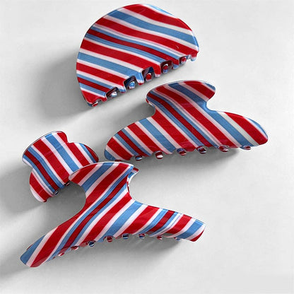 Elegant British Style Striped Hair Claw