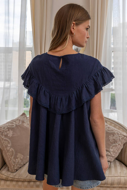 Yoke Ruffle Babydoll Top
