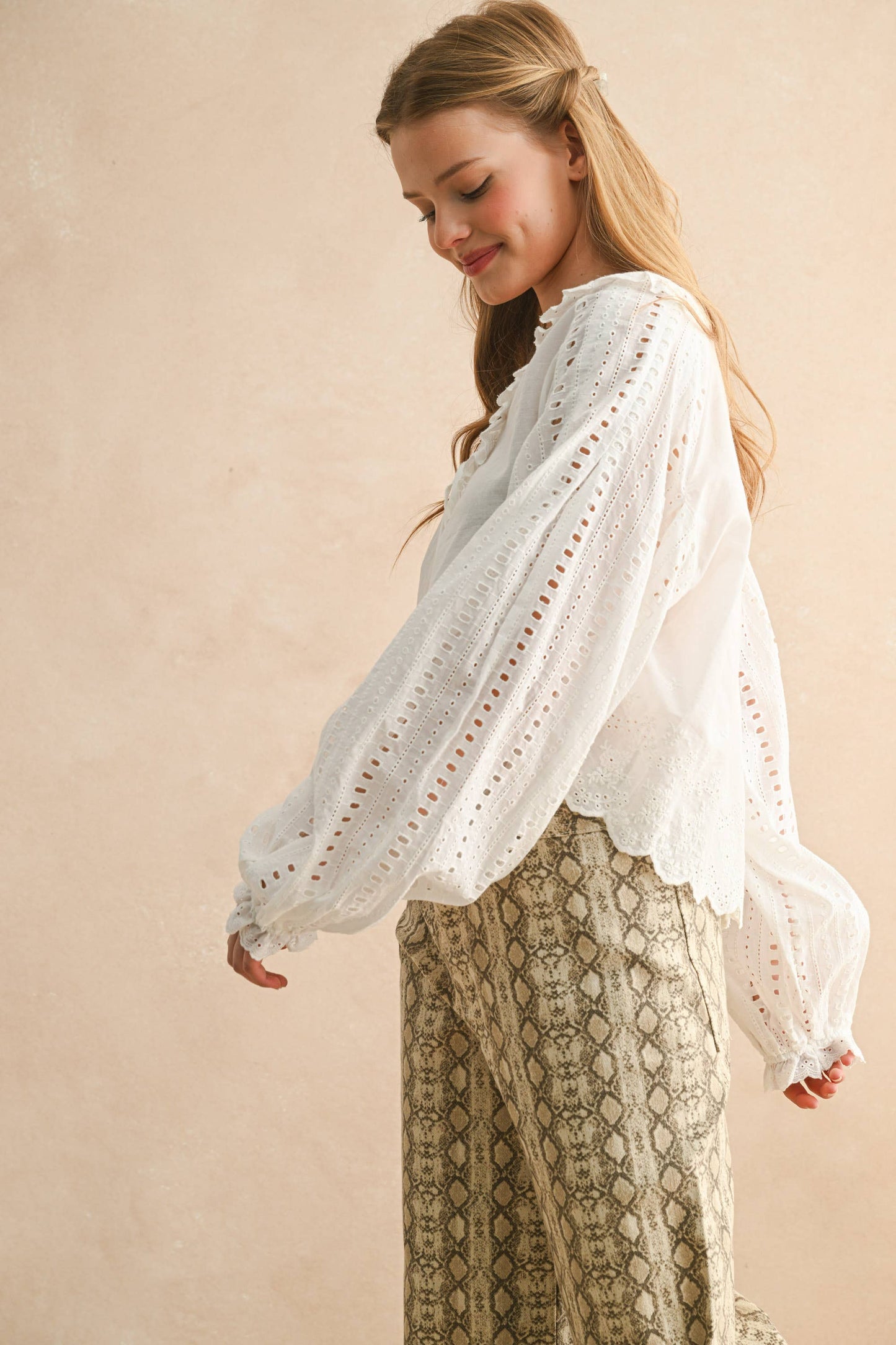 Long Sleeve Tie Blouse