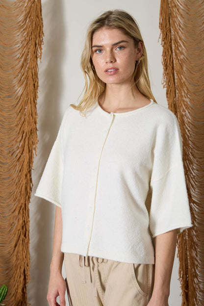 Short Sleeve Blue Cardigan