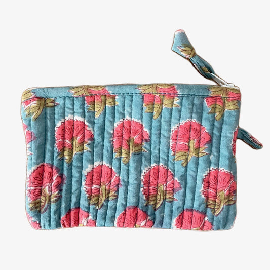 Lake Floral Block Print Mini Pouch