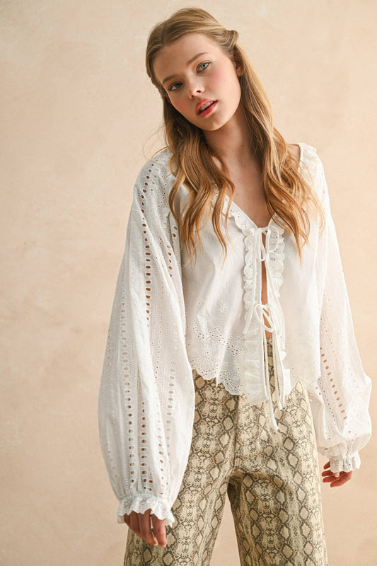 Long Sleeve Tie Blouse