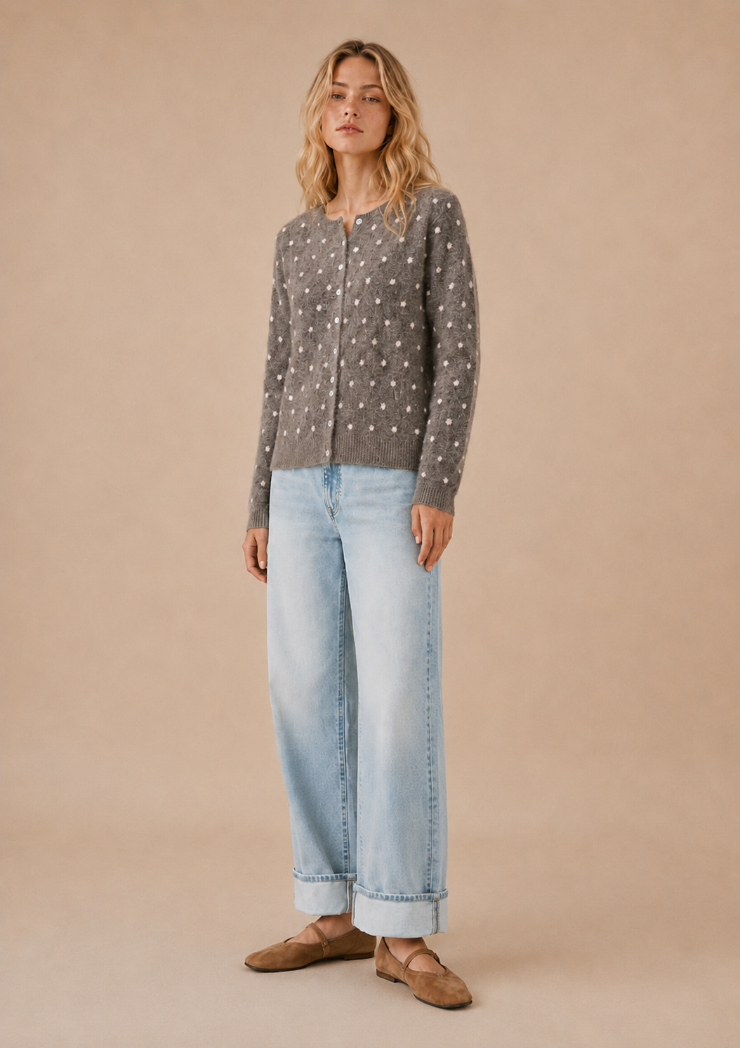 Brown Polka Dot Cardigan