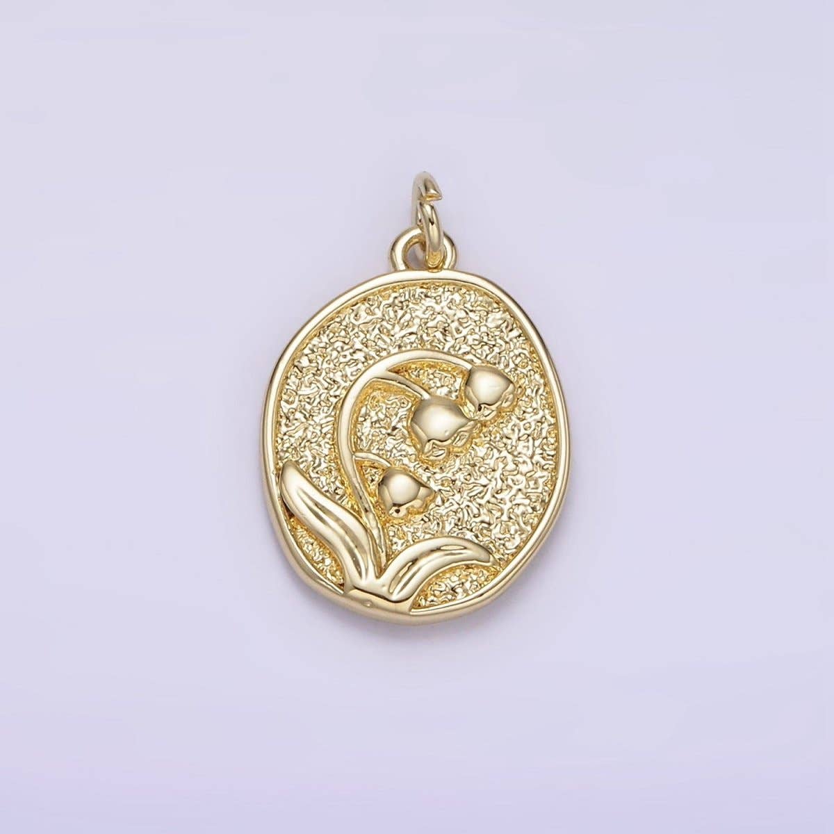 Lilly of The Valley Flower Oval Charm