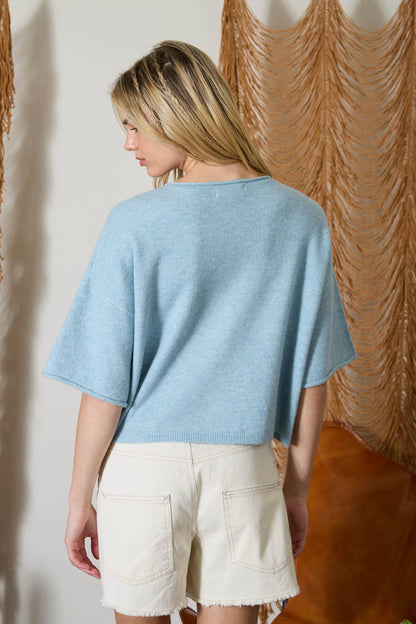 Short Sleeve Blue Cardigan