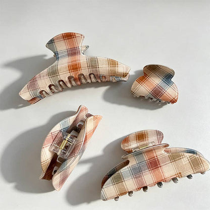 Checkered Acrylic Medium Hair Claw Clip