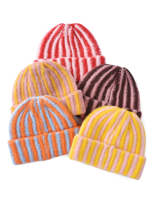 Striped Cuffed Knitted Beanie