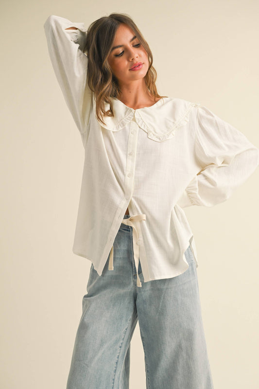 Button Peter Pan Collar Blouse