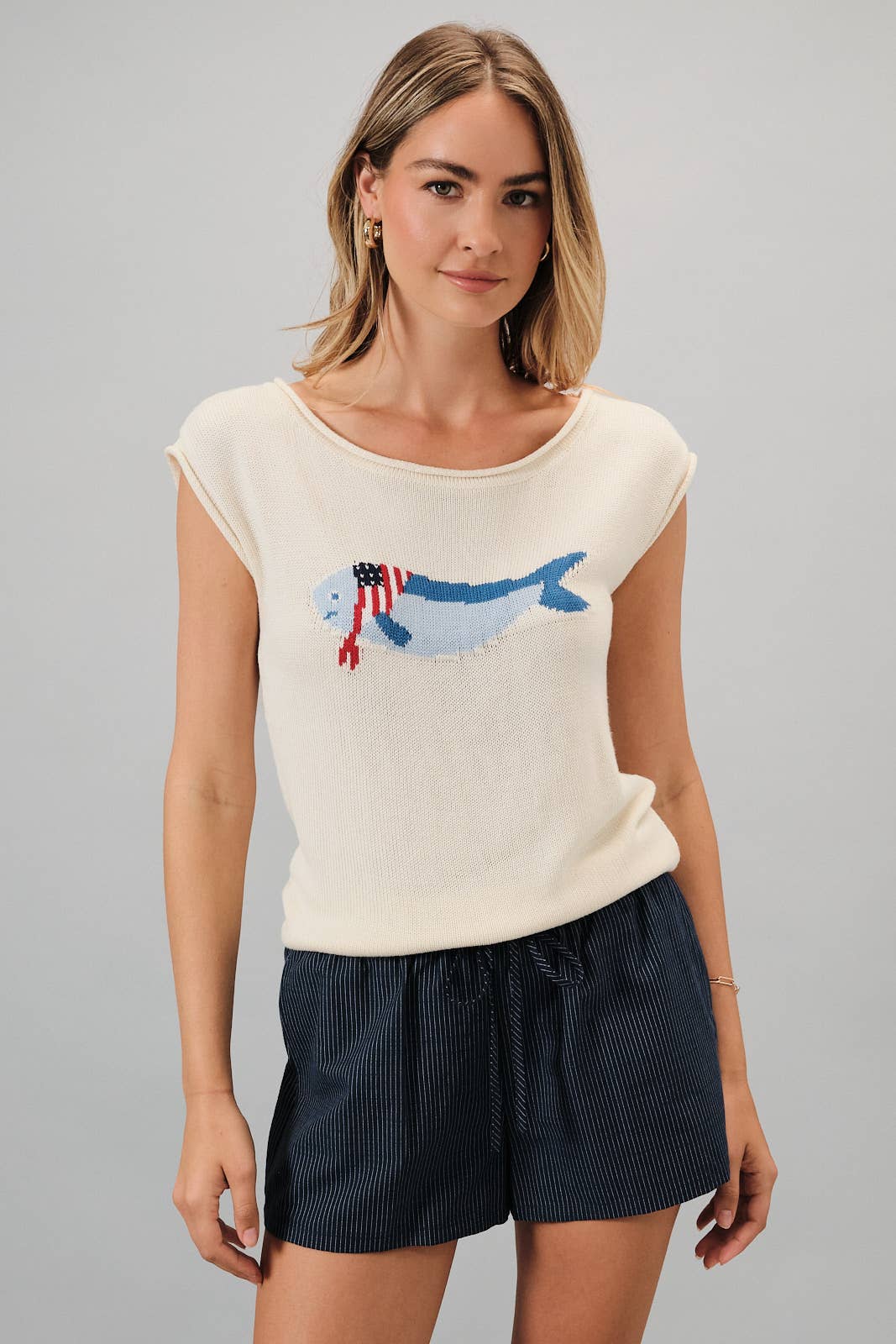 Boat Neck USA Fish Sweater
