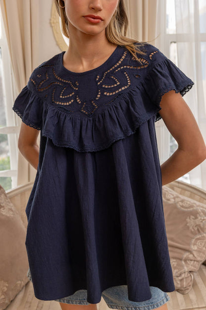 Yoke Ruffle Babydoll Top