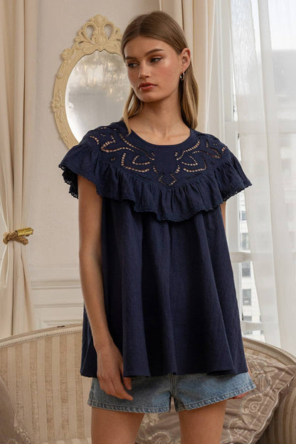 Yoke Ruffle Babydoll Top