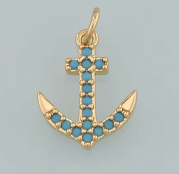 Turquoise blue anchor charm