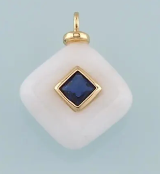 White square gemstone charm
