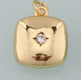 Gold square with cz dot charm