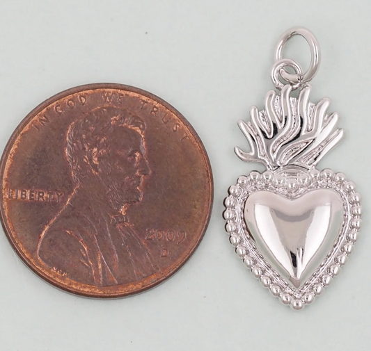 Silver Sacred heart charm