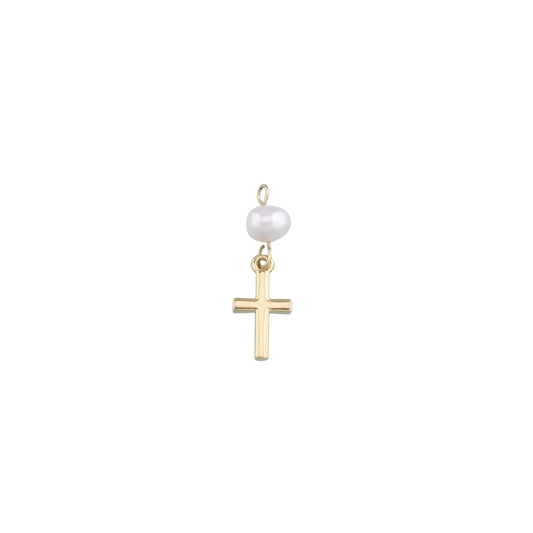 Cross Pearl Drop Charm