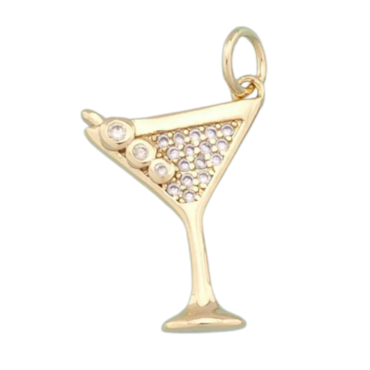 Paved Martini Glass Charm