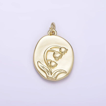 Lilly of The Valley Flower Oval Charm