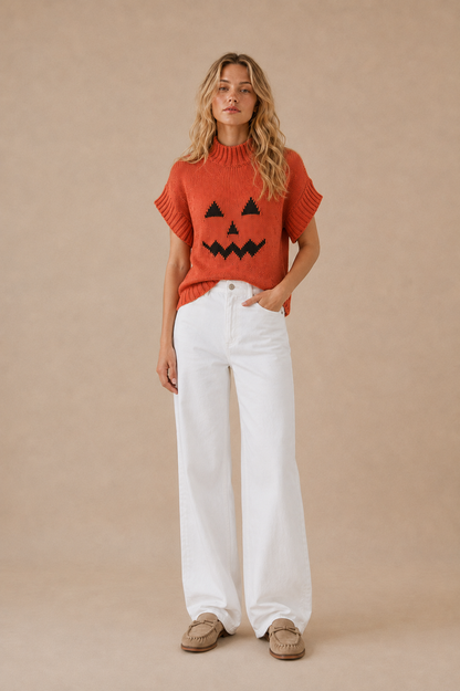 JACK-O'-LANTERN SHORTSLEEVE SWEATER