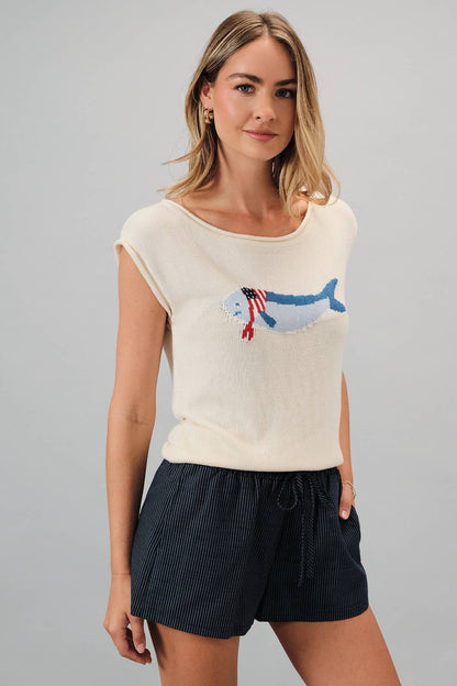Boat Neck USA Fish Sweater