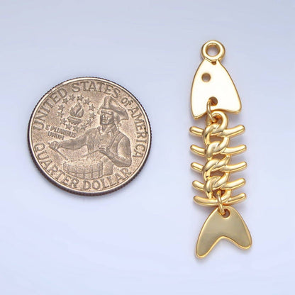 Gold Skeleton Fish Charm