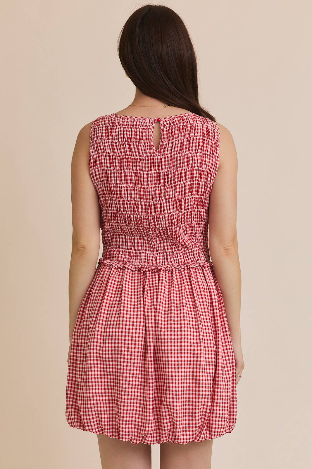 Smocking Bubble Gingham Dress