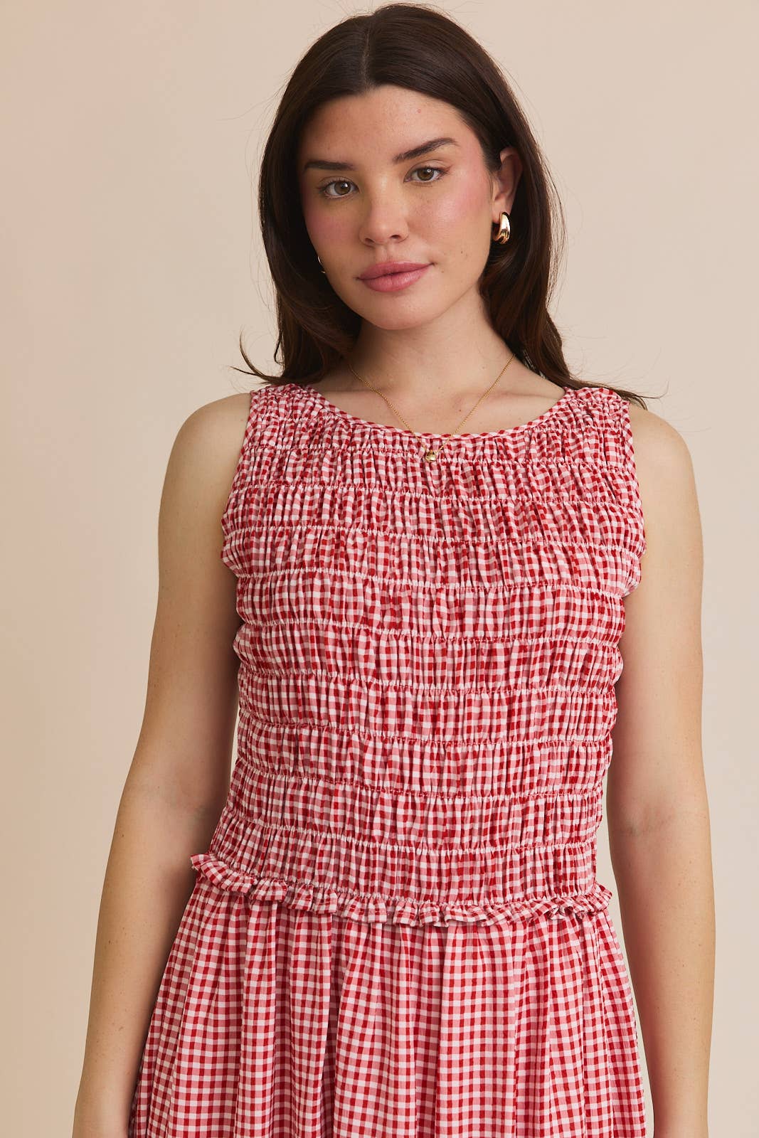 Smocking Bubble Gingham Dress