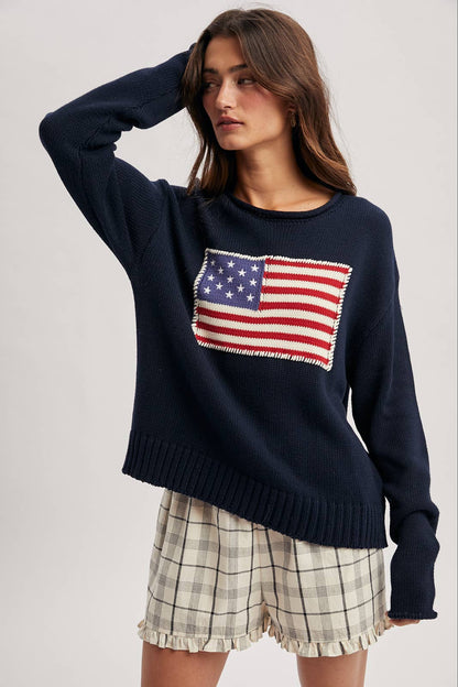 Navy American Flag Sweater