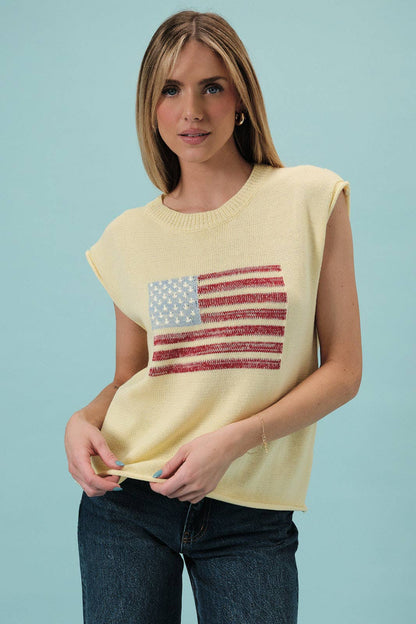 USA Flag Sleeveless Sweater