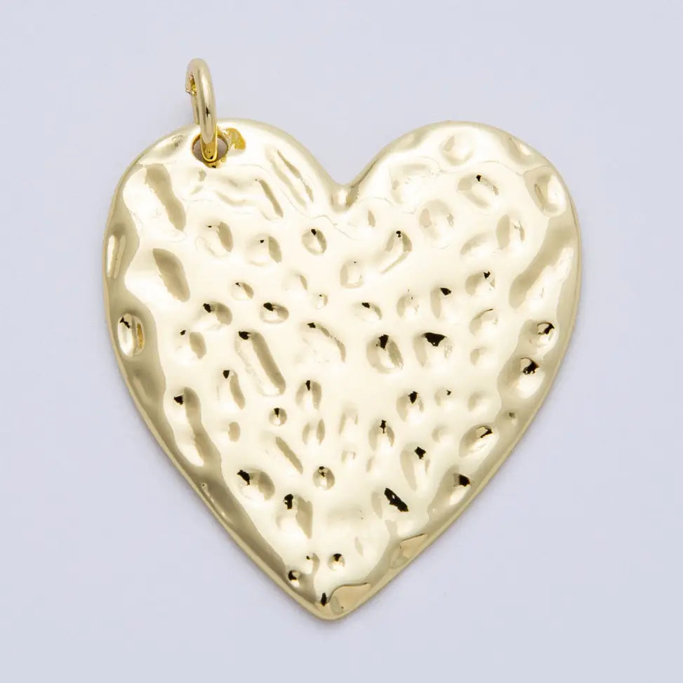 Large Hammered Heart Charm