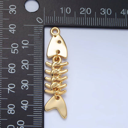 Gold Skeleton Fish Charm