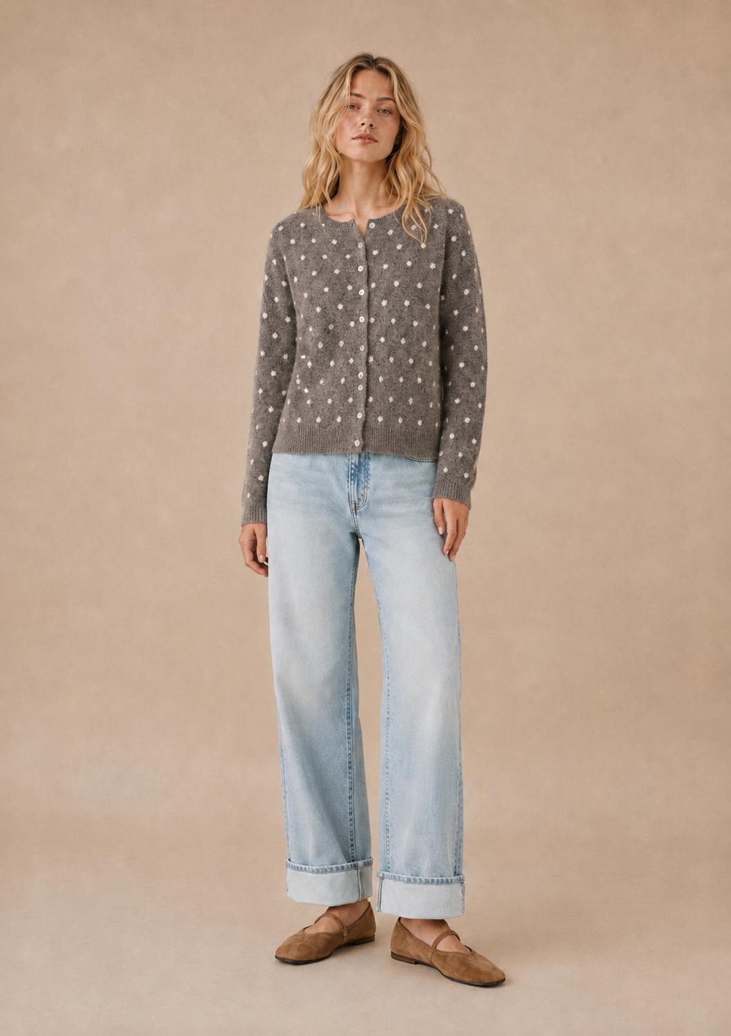 Brown Polka Dot Cardigan