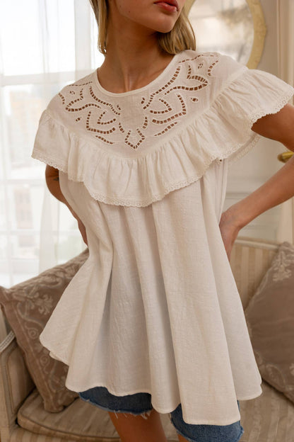 Yoke Ruffle Babydoll Top