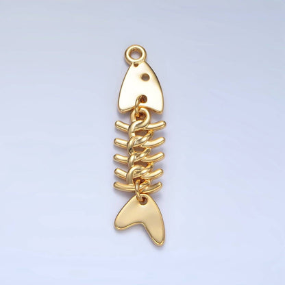Gold Skeleton Fish Charm